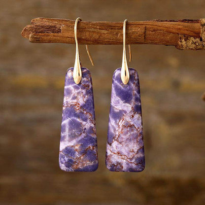 Copper Natural Stone Earrings with Platinum and Gold Plating - Selvanelle