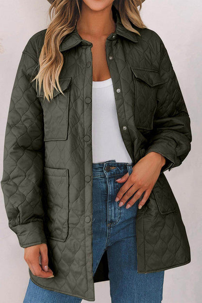 Snap Down Collared Winter Coat for Stylish Warmth - Selvanelle