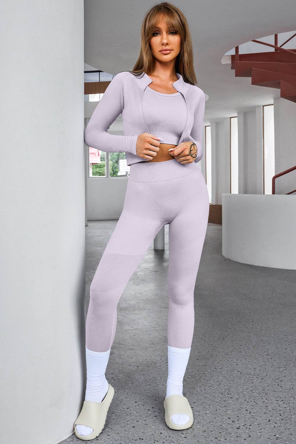 Tank Cropped Active Top and Pants Set - Selvanelle