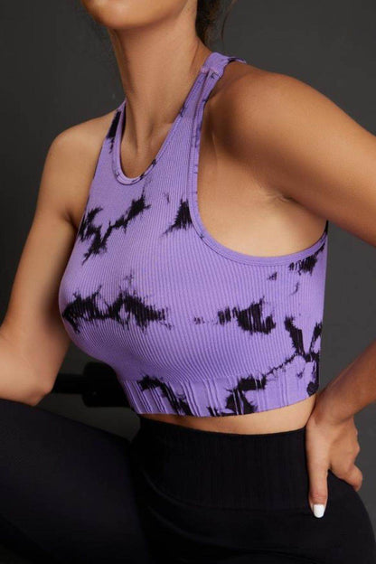 Tie-dye Cropped Round Neck Tank Top - Selvanelle