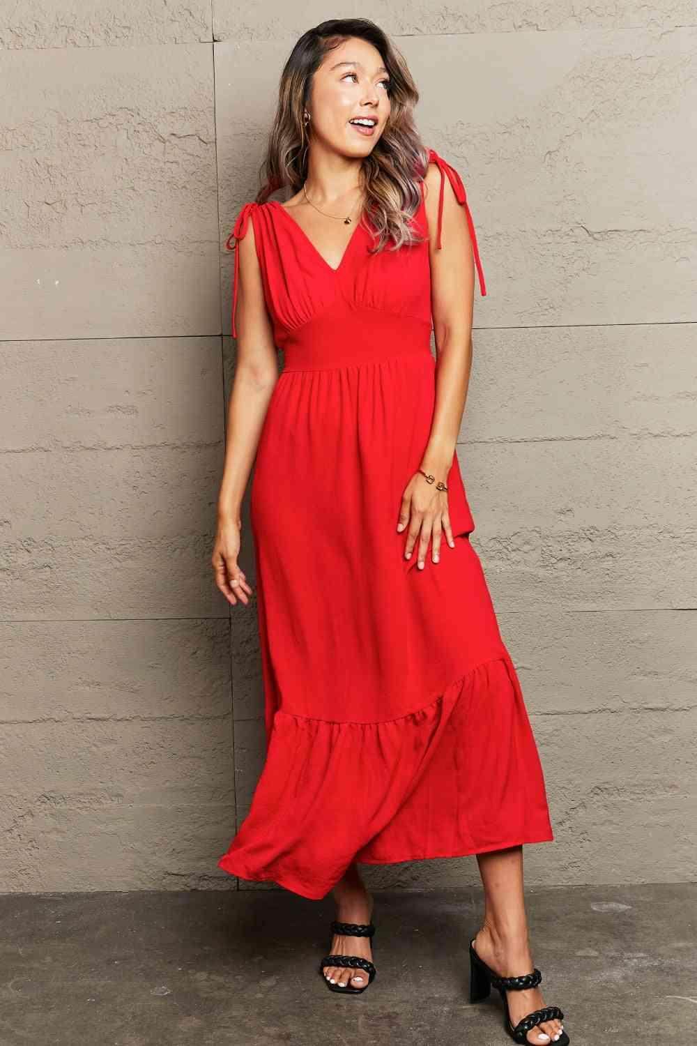 Perfee Drawstring V-Neck Sleeveless Dress for Women - Selvanelle