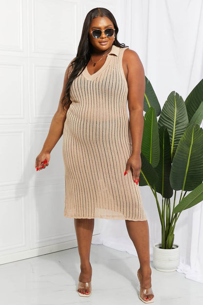 Openwork Johnny Collar Cover Up Dress - Selvanelle