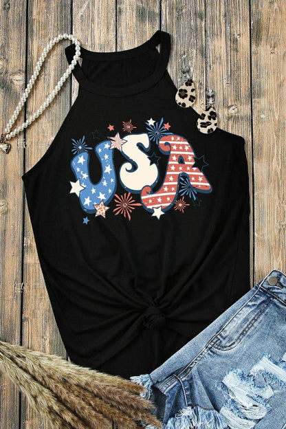 Letter Graphic Round Neck Tank for Women Casual Style - Selvanelle