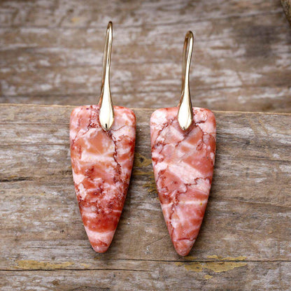Natural Stone Geometric Shape Earrings in Platinum and Gold - Selvanelle