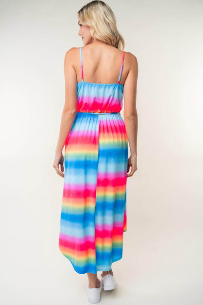 White Birch Full Size Ombre Striped Midi Cami Dress - Selvanelle