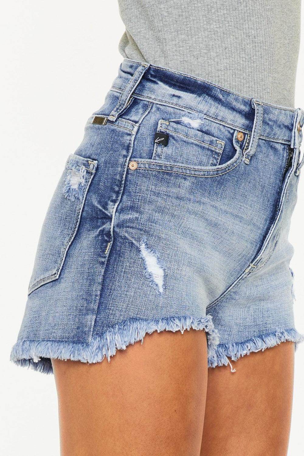Kancan Distressed Raw Hem Denim Shorts for Trendy Style - Selvanelle