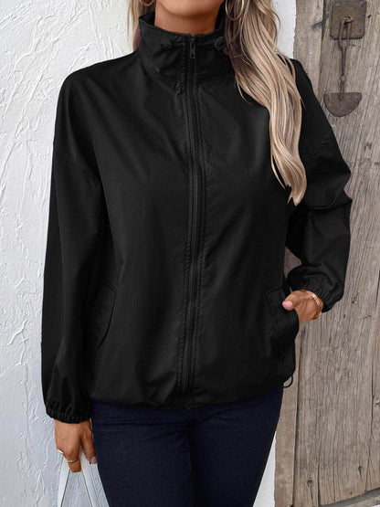 Ivy Lane Pocketed Zip Up Long Sleeve Jacket for Women - Selvanelle