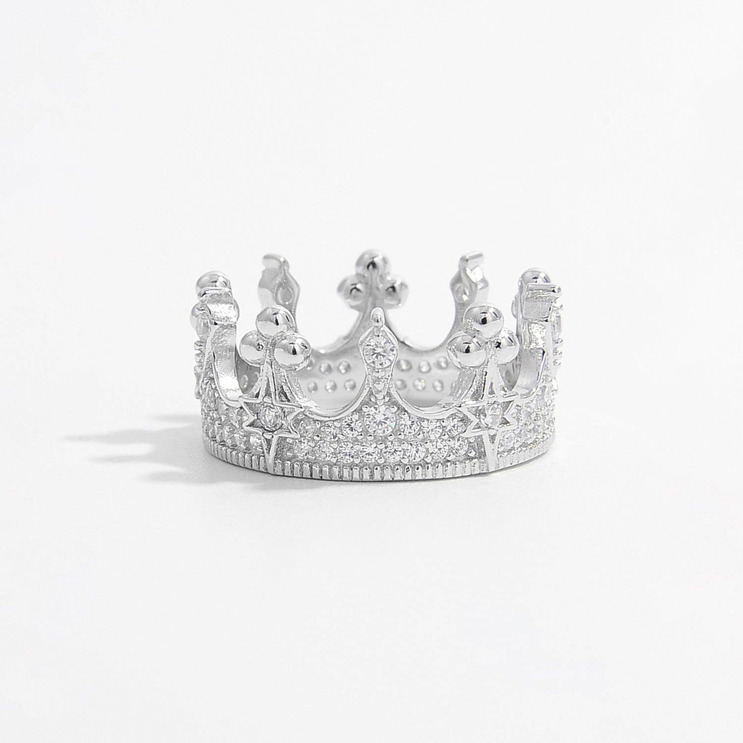 Crown Shape Zircon 925 Sterling Silver Ring for Women - Selvanelle