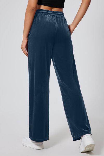 Drawstring Elastic Waist Straight Leg Pants for Women - Selvanelle
