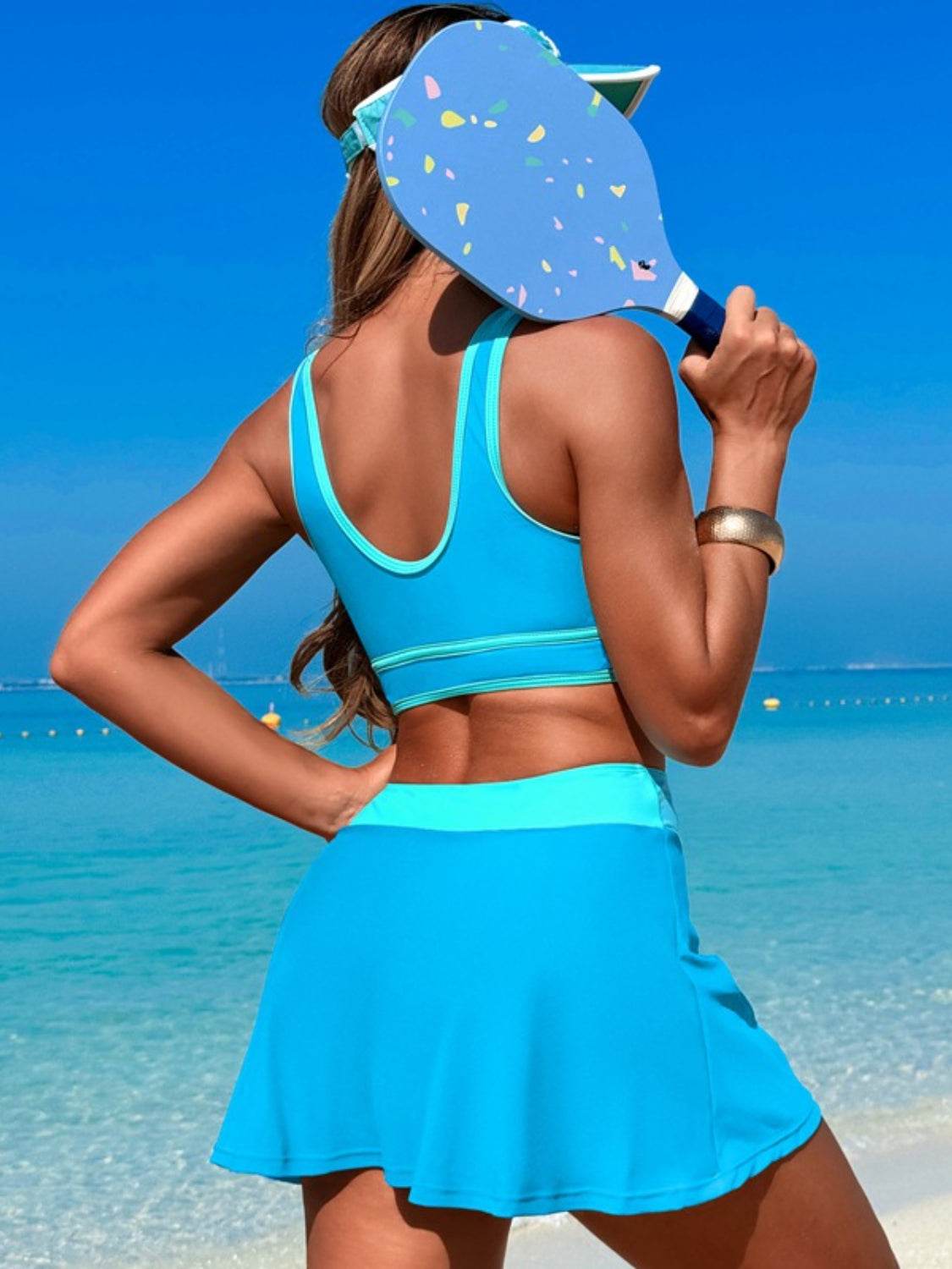 Scoop Neck Top and Skort Swim Set - Selvanelle