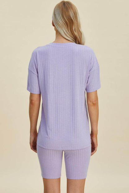 Basic Bae Full Size Ribbed V-Neck Top and Shorts Set For Women - Selvanelle