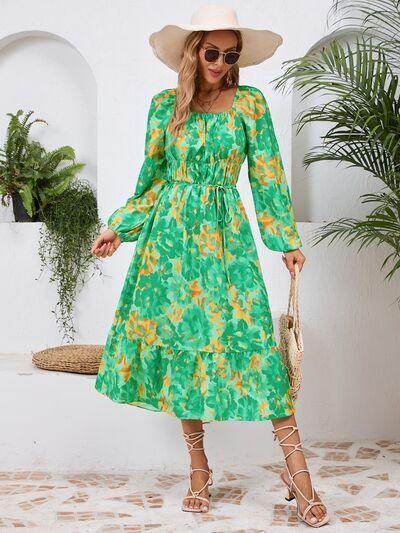 Stylish Printed Long Sleeve Midi Dress for All Occasions - Selvanelle