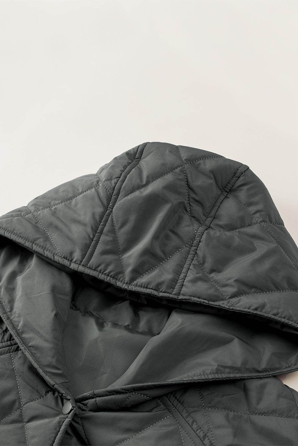 Snap Down Long Sleeve Quilted Winter Coat for Women - Selvanelle