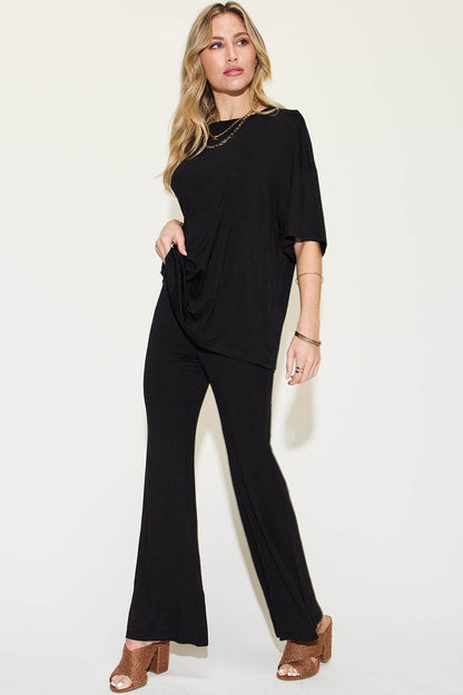 Basic Bae Full Size Bamboo Drop Shoulder T-Shirt Set - Selvanelle