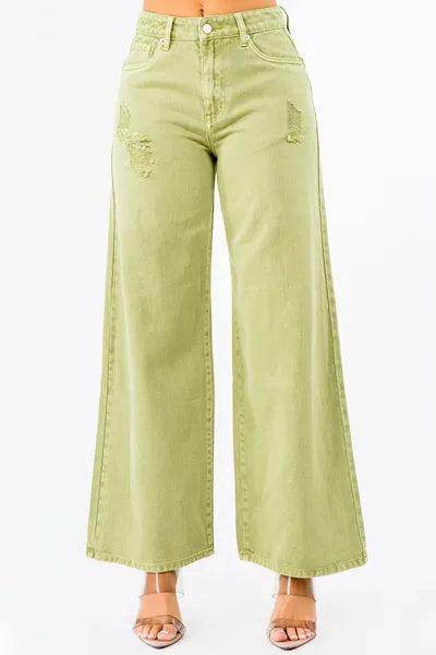 American Bazi High Waist Distressed Wide Leg Jeans For Women - Selvanelle