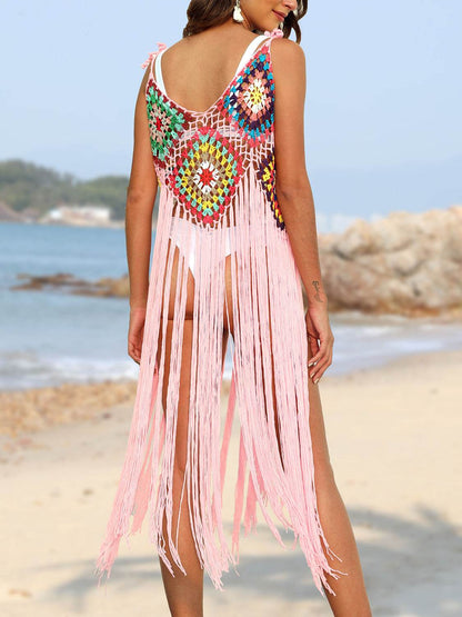 Fringe Spaghetti Strap Cover-Up - Selvanelle