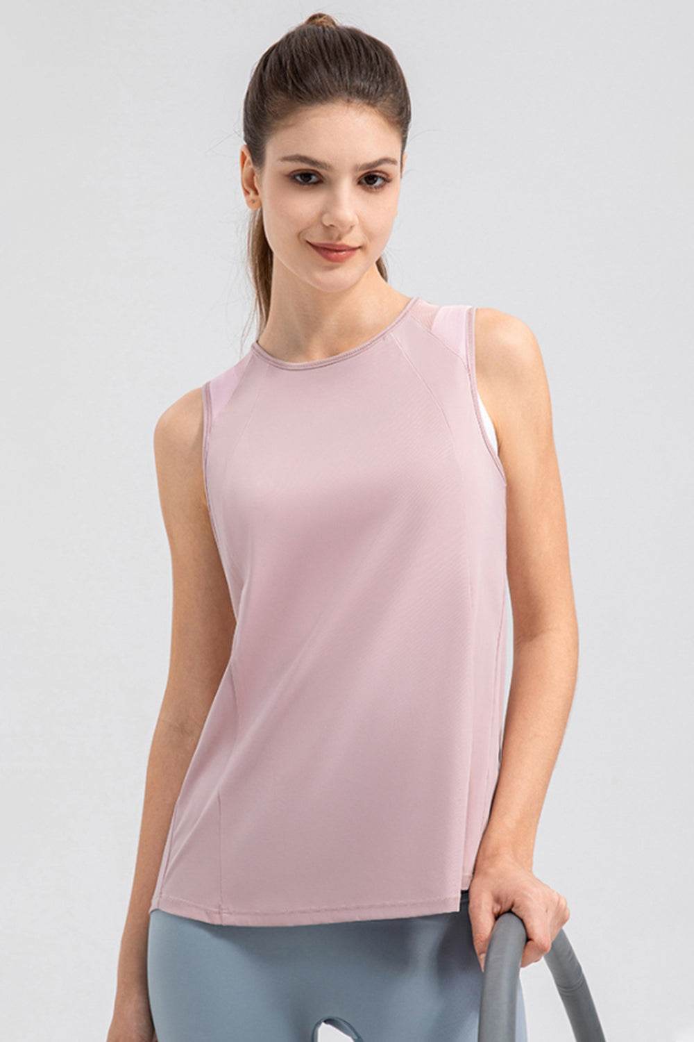Round Neck Wide strap Active Tank - Selvanelle