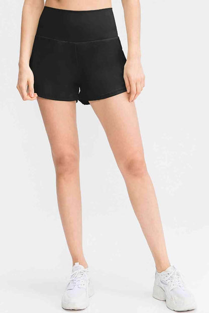 Wide Waistband Sports Shorts with Pockets for Women - Selvanelle