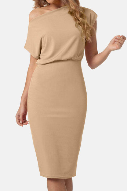 Boat Neck Short Sleeve Knee-Length Dress for Women - Selvanelle