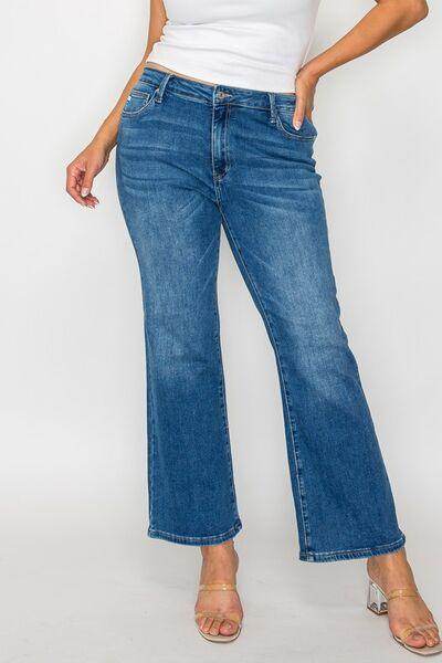 Bytos Full Size Cat's Whiskers Mid Rise Ankle Jeans For Women - Selvanelle