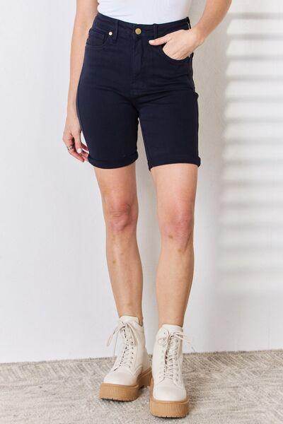 Judy Blue Full Size High Waist Tummy Control Bermuda Shorts For Women - Selvanelle