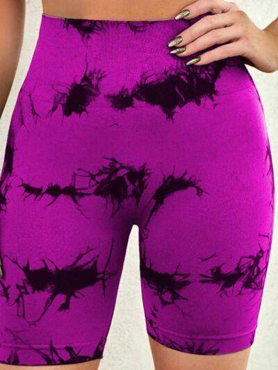 Tie-Dye High Waist Active Shorts for Women Workout Gear - Selvanelle
