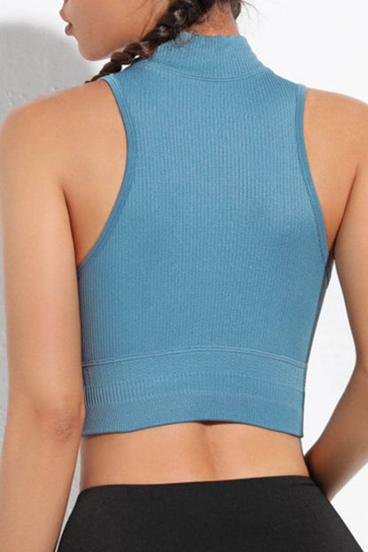 Mock Neck Ribbed Sports Tank - Selvanelle