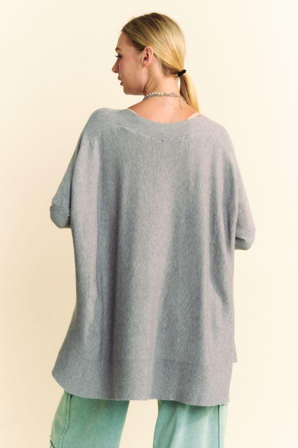 Davi & Dani Round Neck Dropped Shoulder Long Sleeve Top