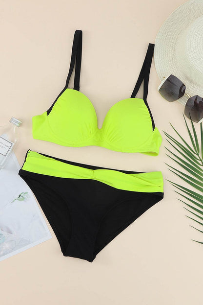 Contrast Sweetheart Neck Bikini Set - Selvanelle