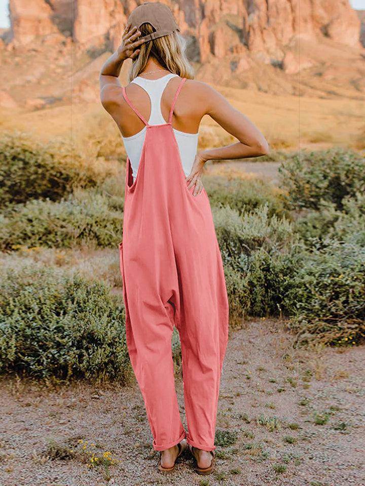 Double Take Full Size Sleeveless V-Neck Pocketed Jumpsuit - Selvanelle