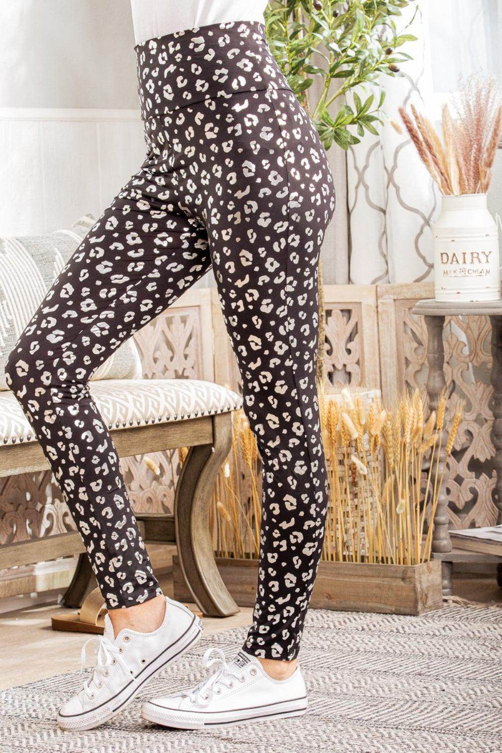 Heimish Full Size Leopard High Waist Leggings for Women - Selvanelle