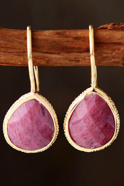 Handmade Natural Stone Teardrop Earrings in Modern Style - Selvanelle