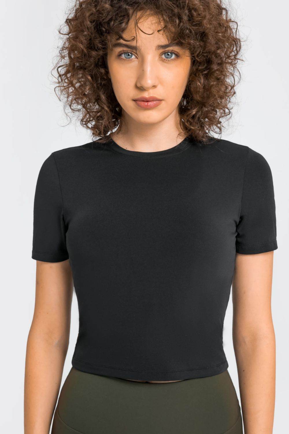 Millennia Round Neck Short Sleeve Yoga Tee - Selvanelle