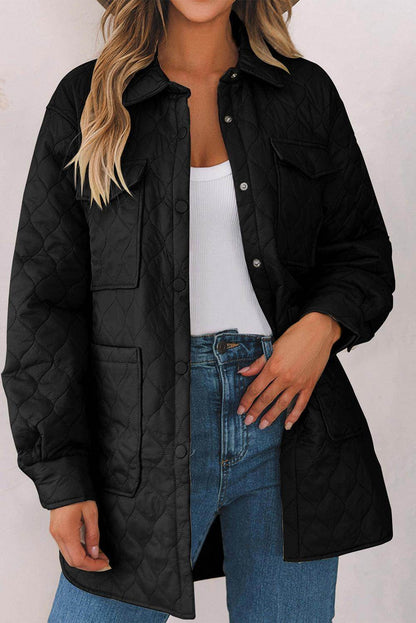 Snap Down Collared Winter Coat for Stylish Warmth - Selvanelle