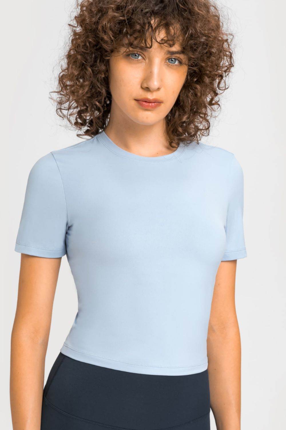 Millennia Round Neck Short Sleeve Yoga Tee - Selvanelle
