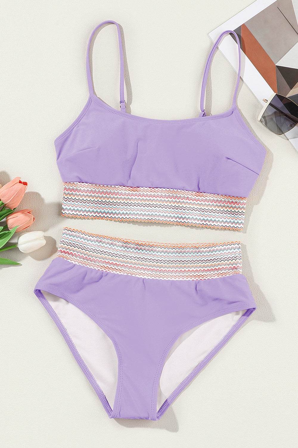 Scoop Neck Spaghetti Strap Bikini Set - Selvanelle
