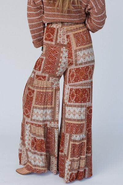 Geometric High Waist Wide Leg Pants for Stylish Comfort - Selvanelle