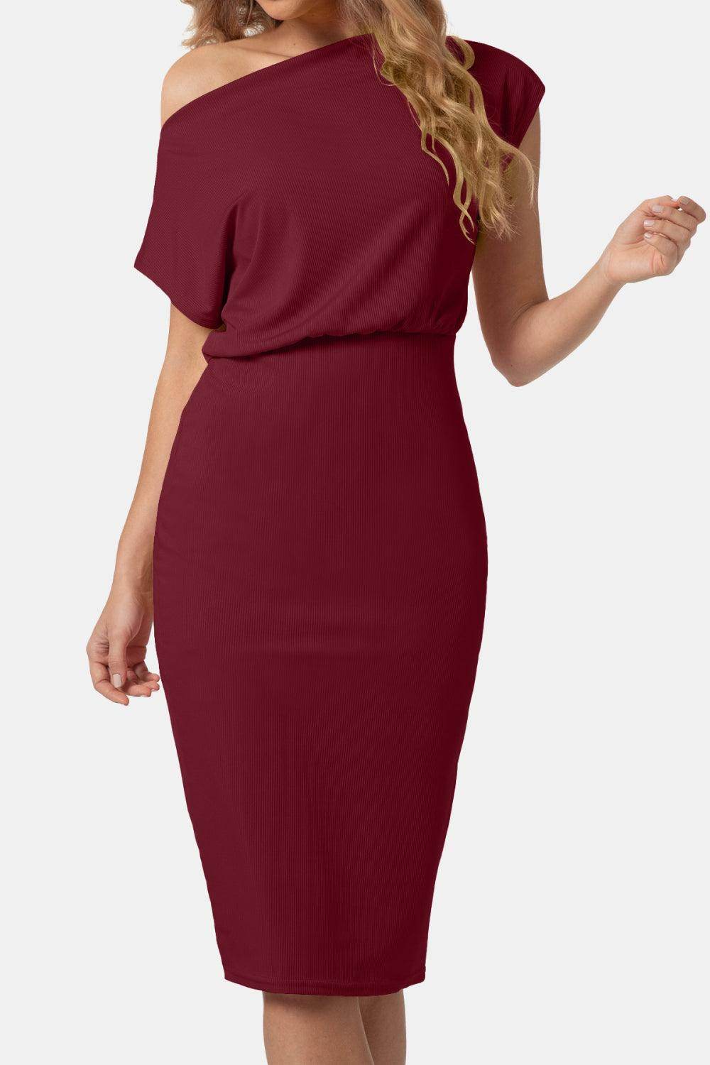 Boat Neck Short Sleeve Knee-Length Dress for Women - Selvanelle