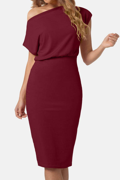 Boat Neck Short Sleeve Knee-Length Dress for Women - Selvanelle
