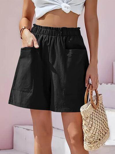 Full Size Pocketed Elastic Waist Shorts for Everyday Comfort - Selvanelle