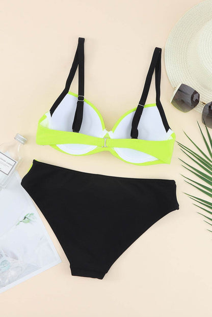 Contrast Sweetheart Neck Bikini Set - Selvanelle
