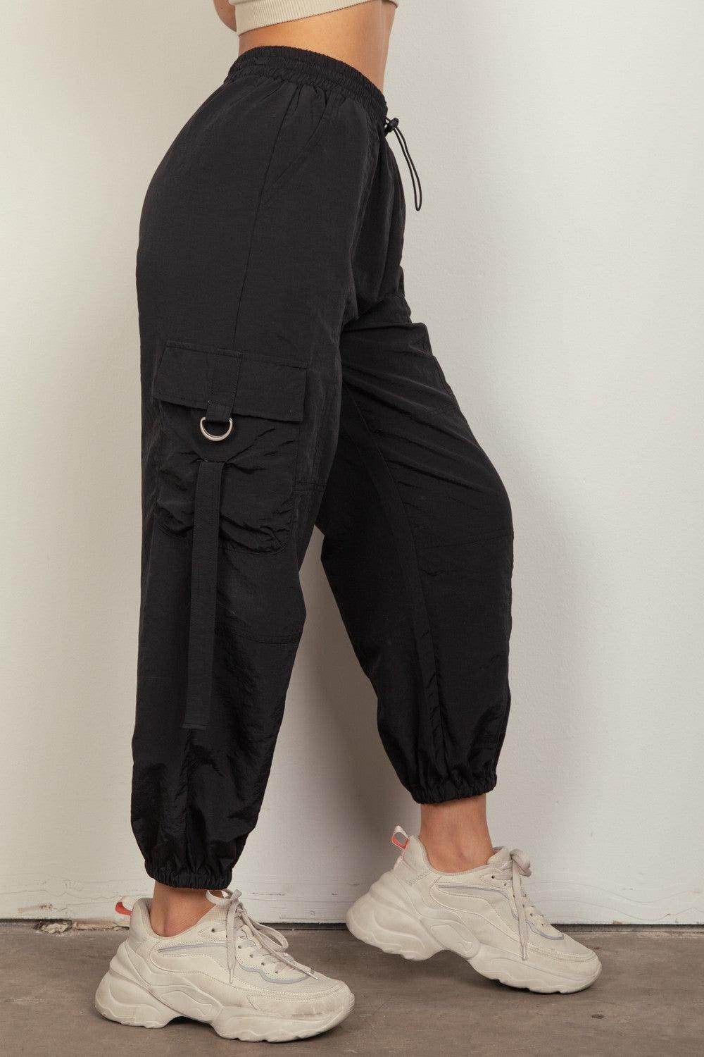 Very J Elastic Waist Woven Cargo Pants for Trendy Style - Selvanelle