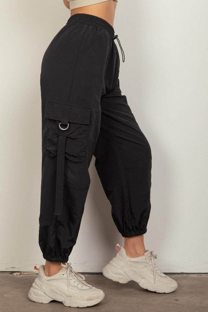 Very J Elastic Waist Woven Cargo Pants for Trendy Style - Selvanelle