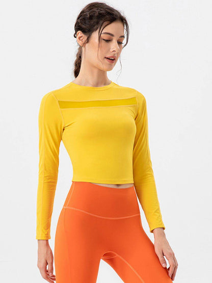 Round Neck Long Sleeve Active T-Shirt for Comfort and Style - Selvanelle