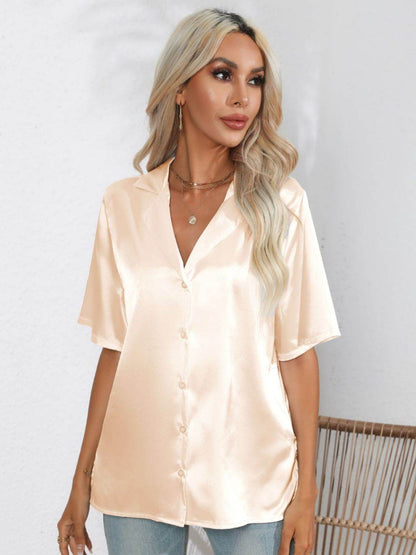 Button Up Collared Neck Shirt - Selvanelle
