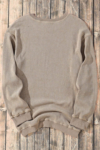 Sequin Candy Cane Round Neck Sweatshirt for Women - Selvanelle