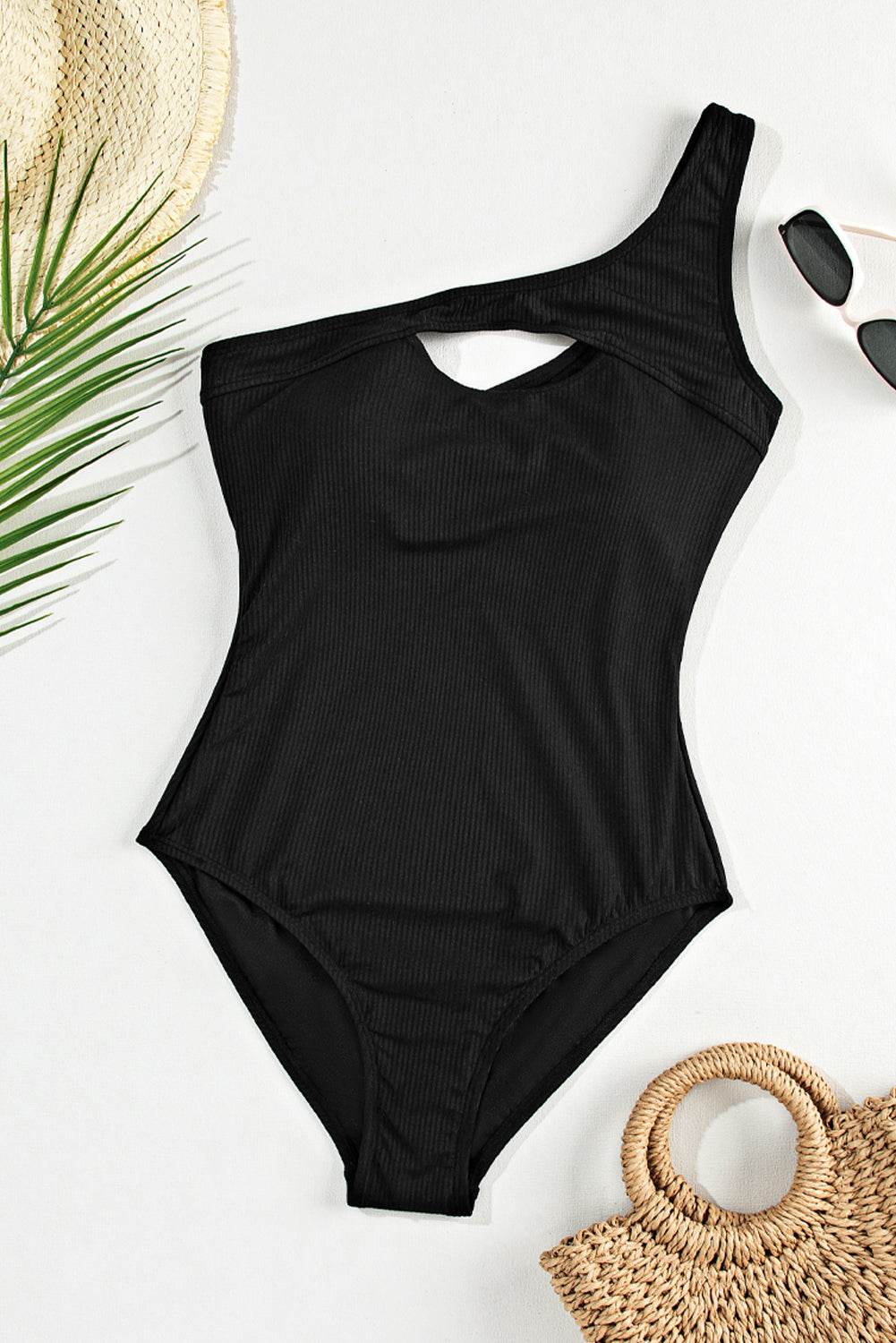 Cutout One Shoulder Sleeveless One-Piece Swimwear - Selvanelle