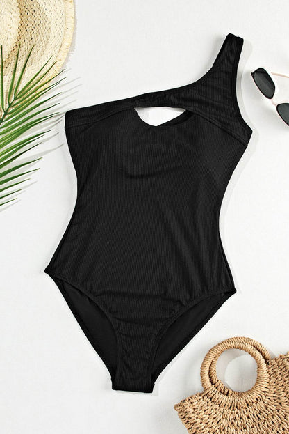 Cutout One Shoulder Sleeveless One-Piece Swimwear - Selvanelle