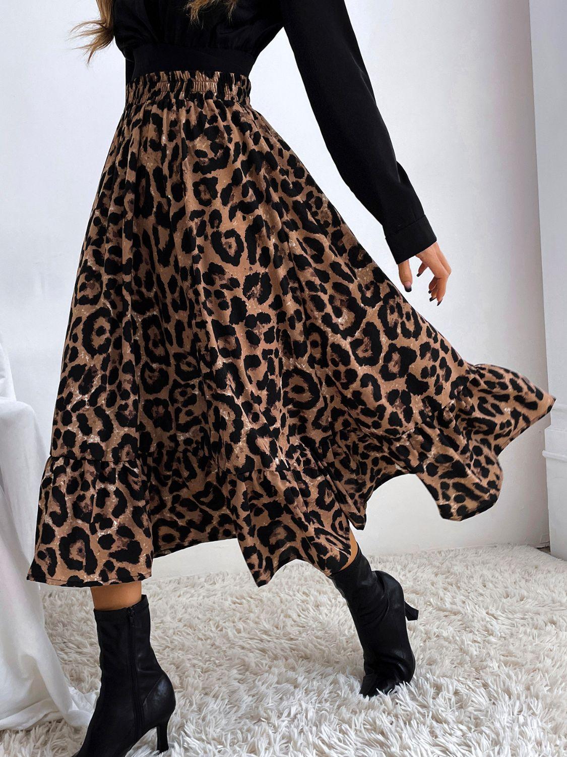 Stylish Printed Elastic Waist Midi Skirt for Everyday Wear