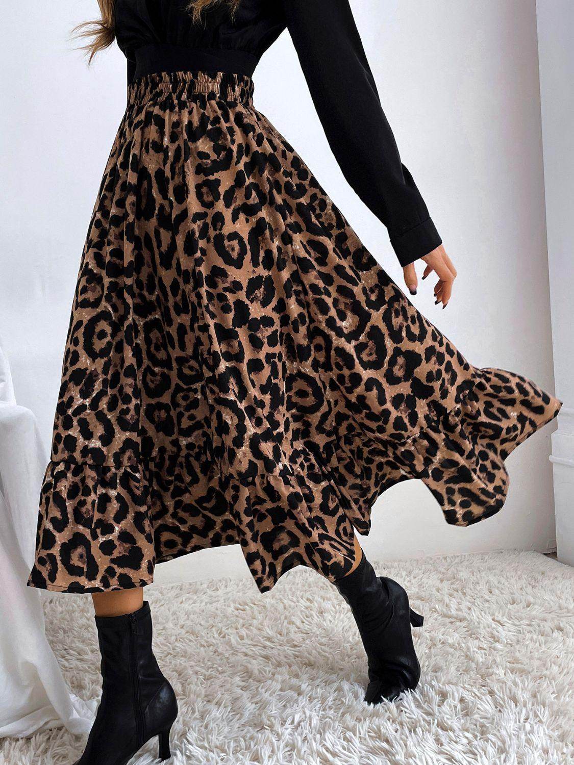 Stylish Printed Elastic Waist Midi Skirt for Everyday Wear - Selvanelle